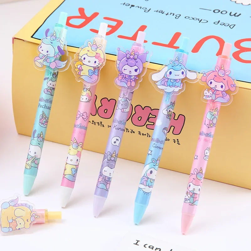 24-48 pz nuova penna Gel in scatola Sanrio Cartoon Melody Kuromi Cute Student Writing Press penne Patch 0.5mm scrittura liscia per bambini