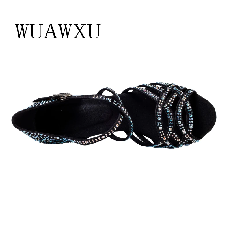 NATASHA Latin dance shoes Black dance shoes Professional dance shoes Rhinestone Latin dance shoes Women's adult dance shoes High 6