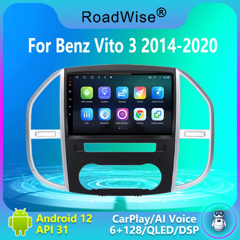 

Автомагнитола Roadwise 8 + 256 Android 12 для Mercedes Benz Vito 3 W447 2014 - 2021 мультимедиа 4G GPS DVD 2DIN Carplay стерео головное устройство