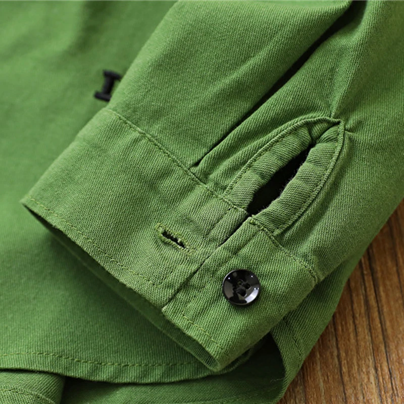 Spring Solid Color Shirt for Boys and Girls Children Long sleeved Cotton Lapel Top