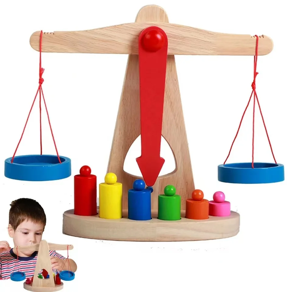 

Montessori teaching aids balance scales children's early education educational toys weights toys balance wooden toys