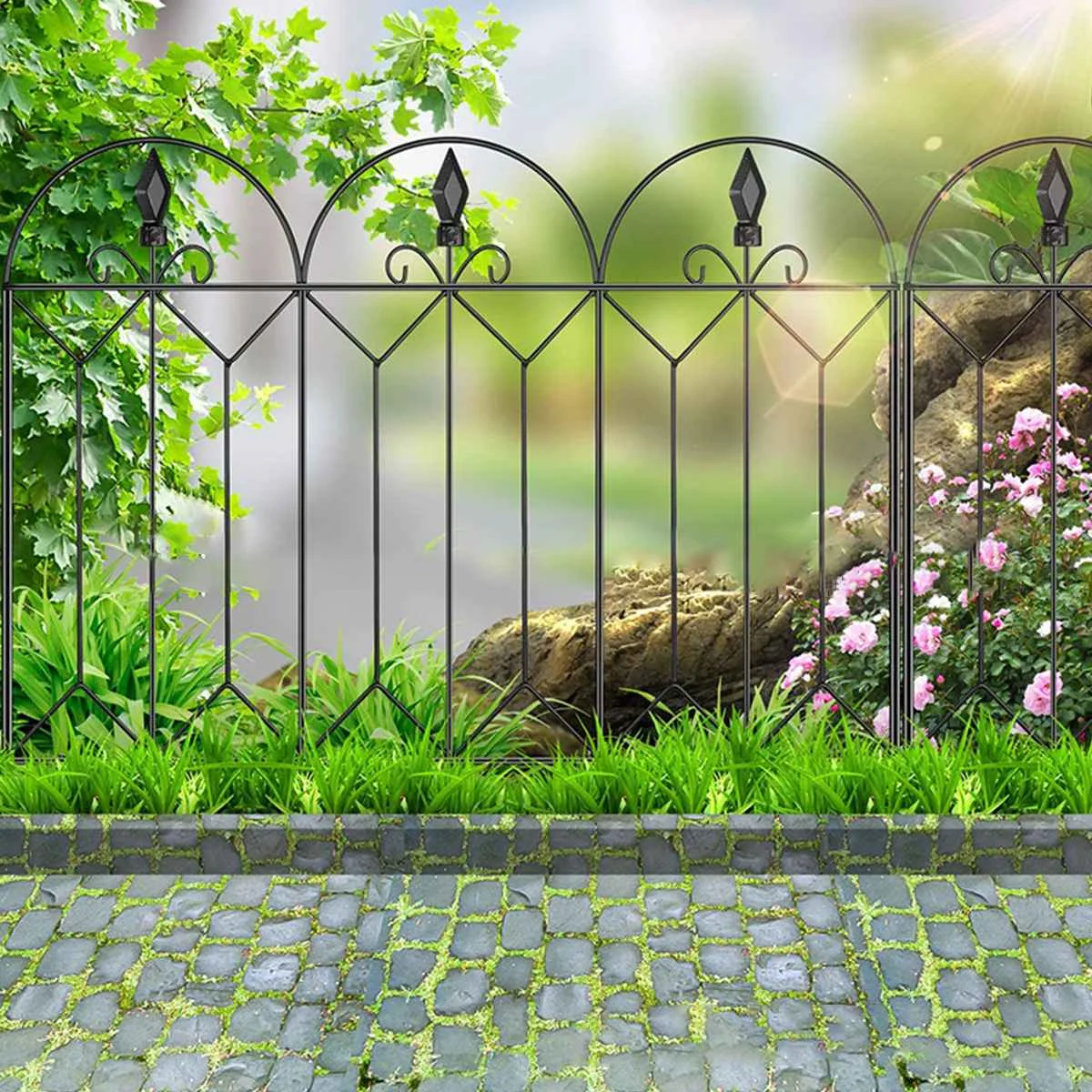 5pcs-garden-border-fence-decorative-edging-plant-bordering-lawn-macrame-iron-fence-pet-barrier-for-yard-outdoor-garden-decor