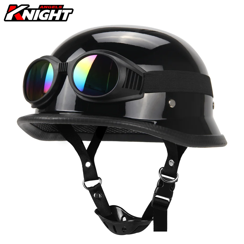 Vintage PU-Leer Motorhelm, Motor Half Helm Met Bril, ECE
