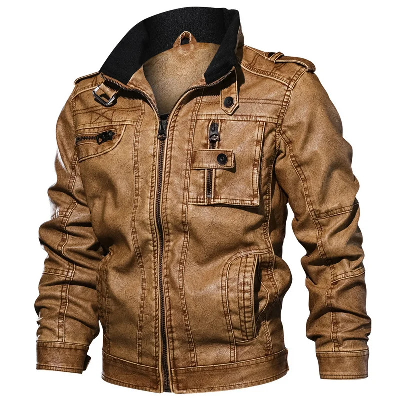 

Men's PU Pilot Leather Jackets Autumn Casual Slim Fit Motorcycle Biker Faux Jacket Bomber Flight Coats Plus Size 7XL