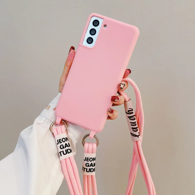 Solid Candy Color Silicone Crossbody Lanyard Case with Strap