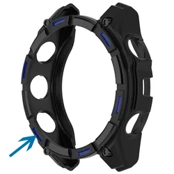 Colorful TPU Watch Cover Decoration for Garmin Fenix 8 - Hollow Design (01 Black Blue)