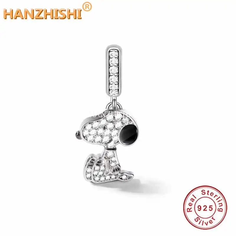 Charm Jewelry 925 Sterling Silver Cute Cartoon Dog Dangle Charm Bead Fit Original pan Bracelet Bangle Jewelry Birthday Gift