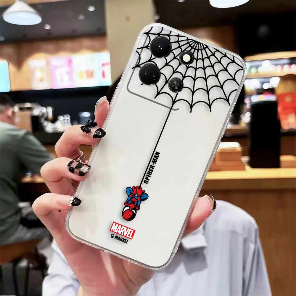 thumbnail image 1 of Clear Phone Case For Infinix NOTE 10 11 12 30 SMART 4 5 6 7 ZERO CAMON 19 20 PRO Case Shell Cartoon Marvel Spider-Man Spider Web, 1 of 5