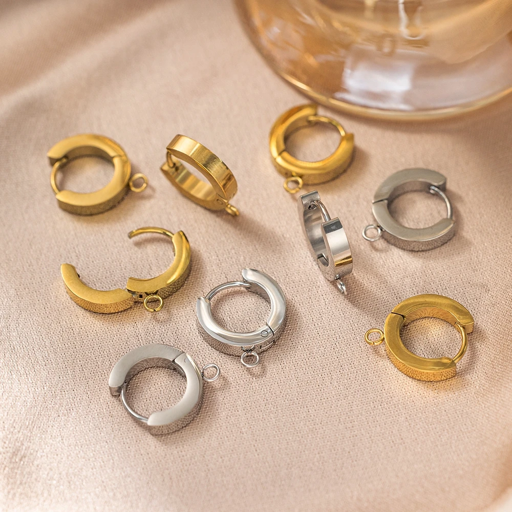 10 stücke Edelstahl Hypoallergen Runde Hoop Huggie Ohrring Haken Clips Post Für DIY Ohr Schmuck Machen Liefert Zubehör