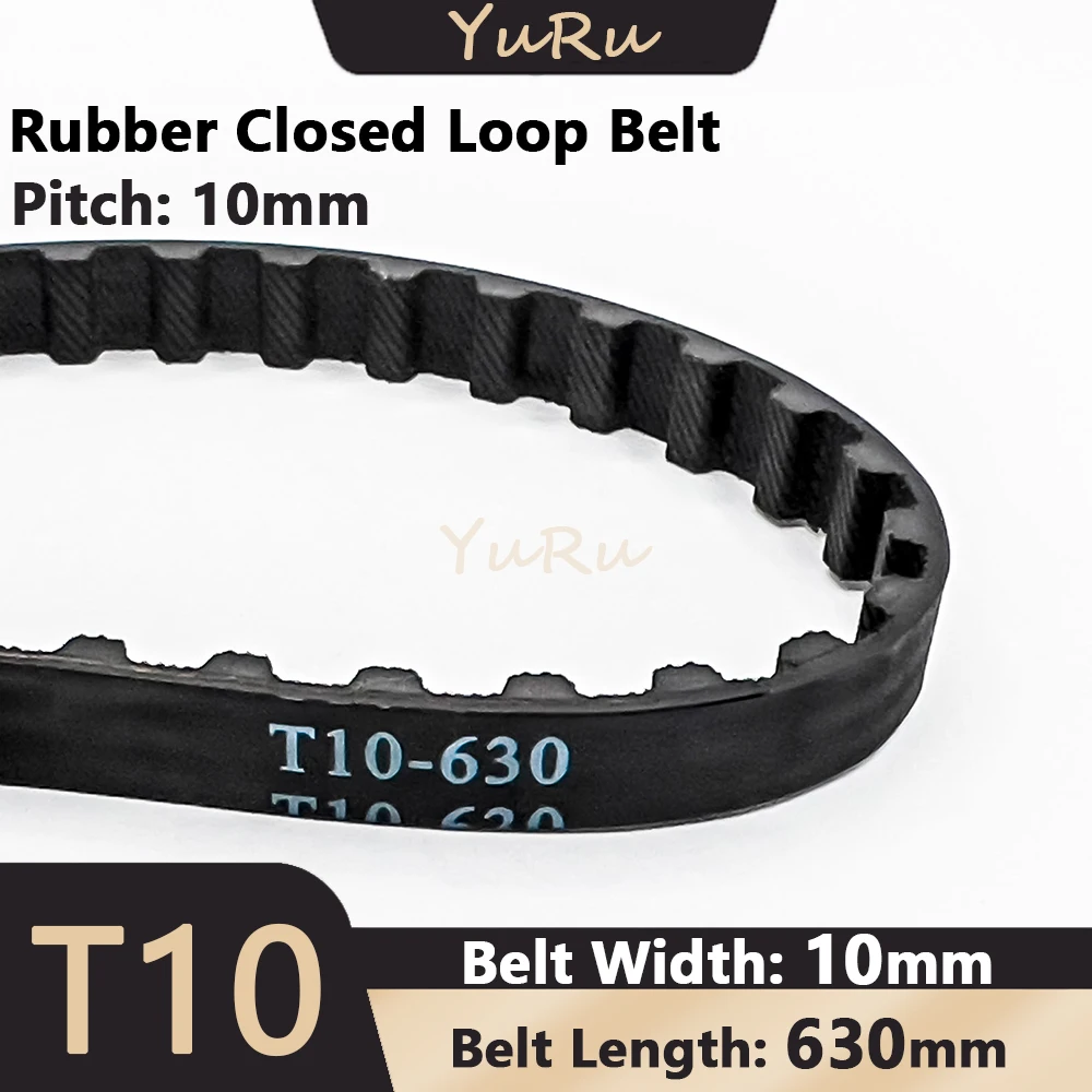 T10 Rubber Closed Loop Timing Belt Width 10mm Number of Teeth 63 Teeth Length 630mm Pitch 10mm T10 Synchronous Belt