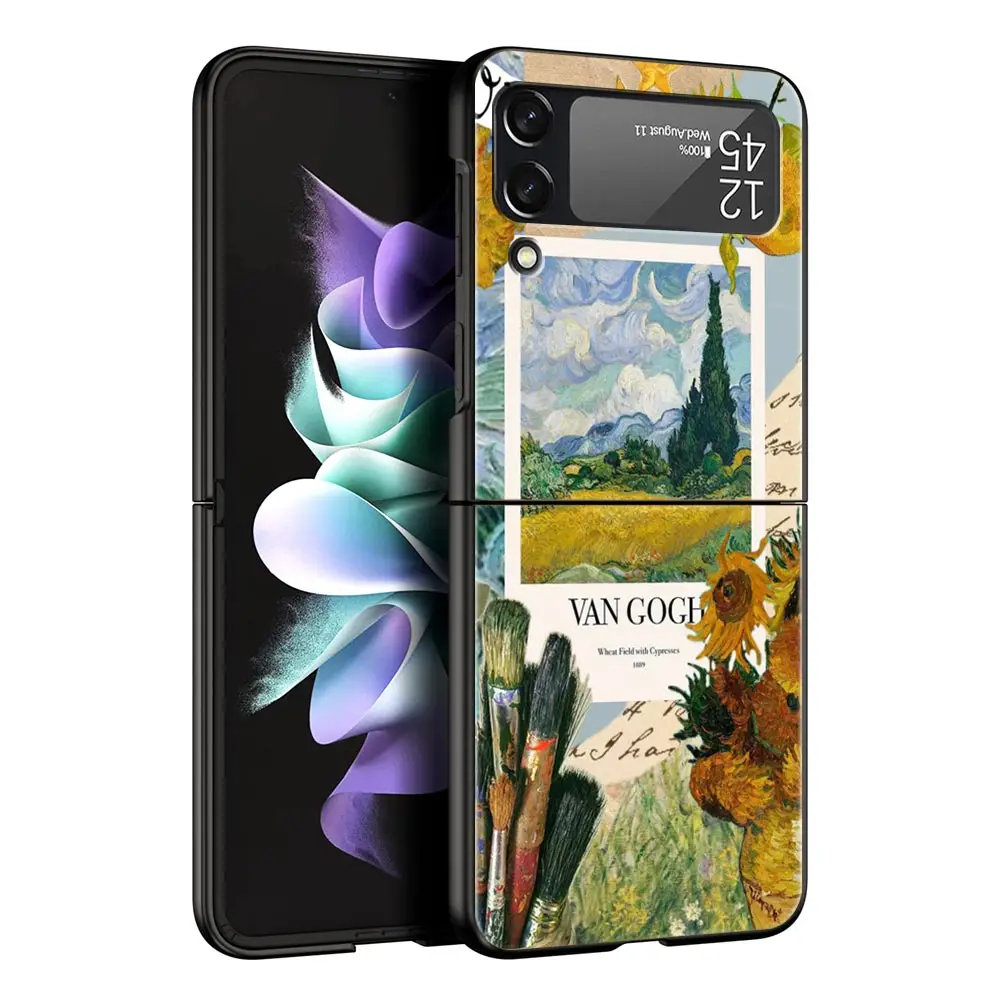 Starry Sky Van Gogh Art Black Hard Folding Phone Case