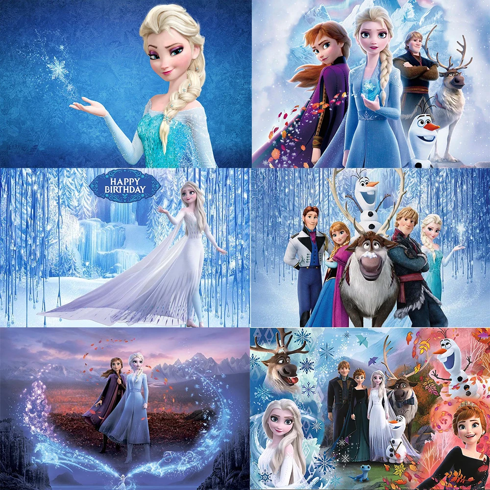 

Disney Frozen Love Elsa Birthday Background Banner Ice Baby Shower Snow Castle Background Girl Photography Birthday Banner