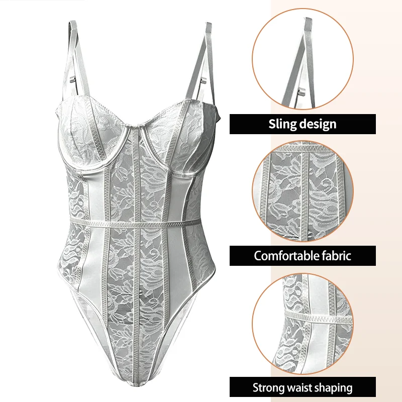 Ladies Bodysuit Light Compression Lace Corset For Sleep