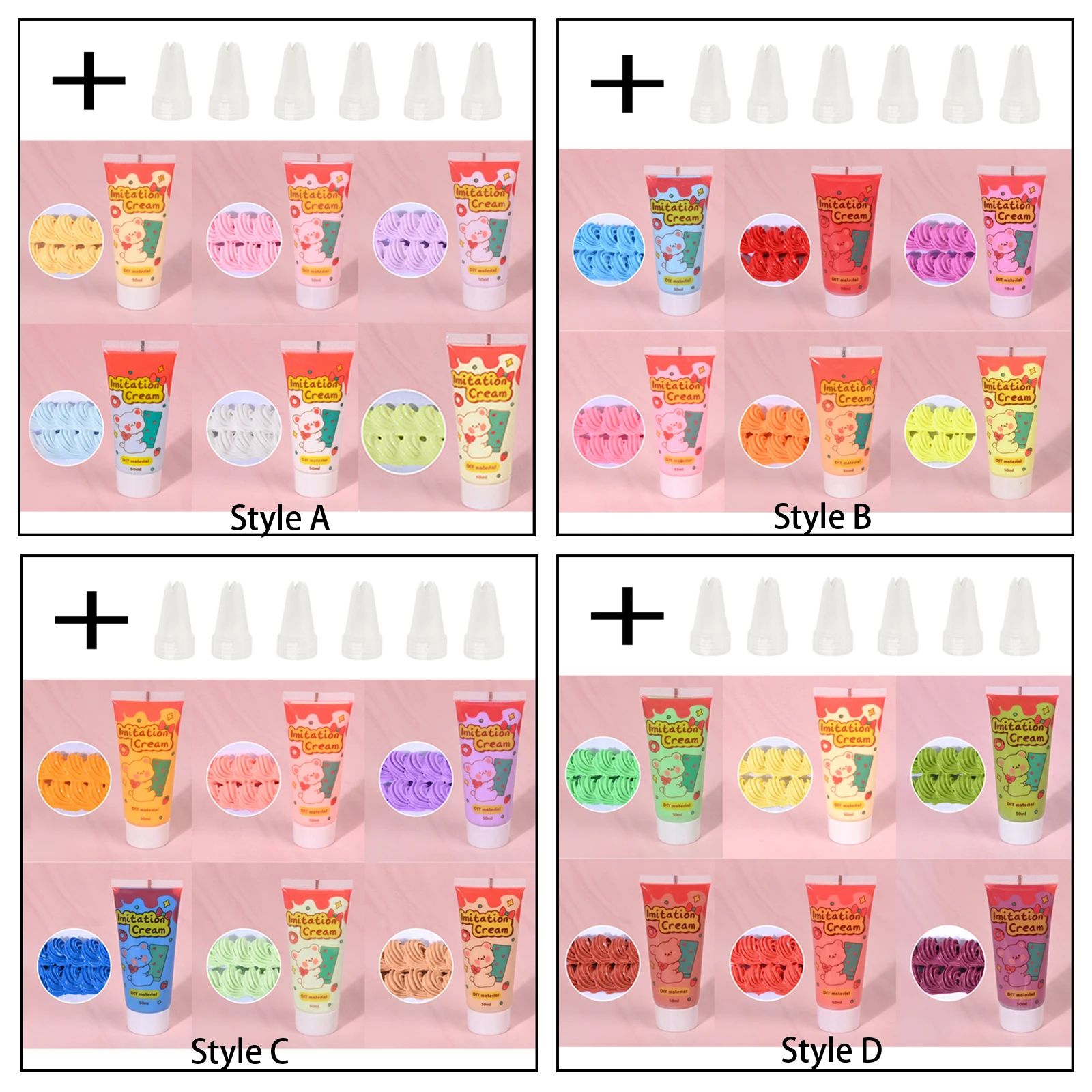 Liquid glue Craft supplies 6Pcs Simulation Whipped Cream Glue Set 50G Imitation Cream Glue For DIY Phone Case Hair Clip Art Craft Projects Making