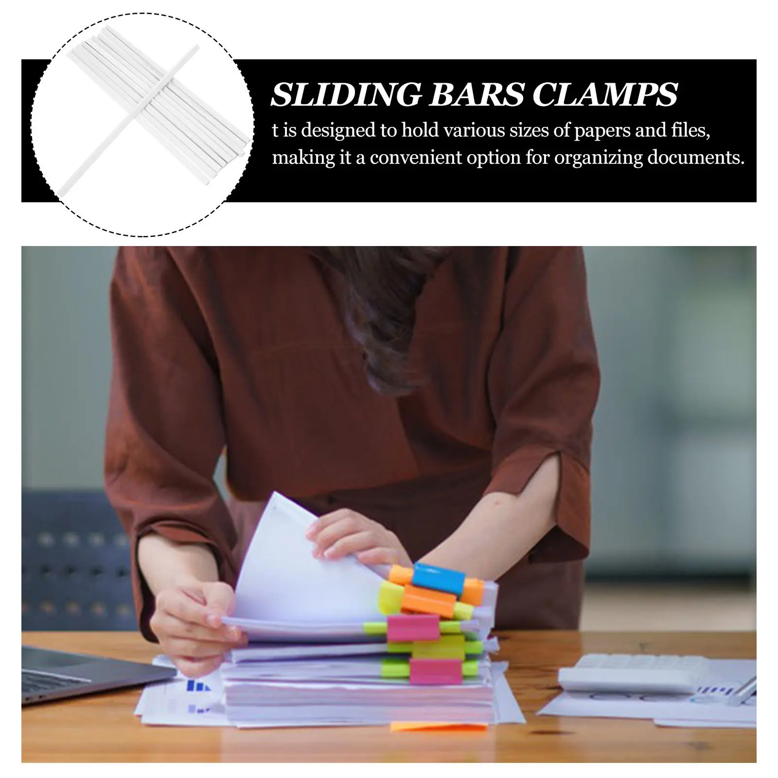 사무실 조직을 위한 10Pcs 파일 슬라이딩 바 슬라이드 그립 바인더 바 부드럽고 광택 있는 표면 간편한 페이지 삽입 문서