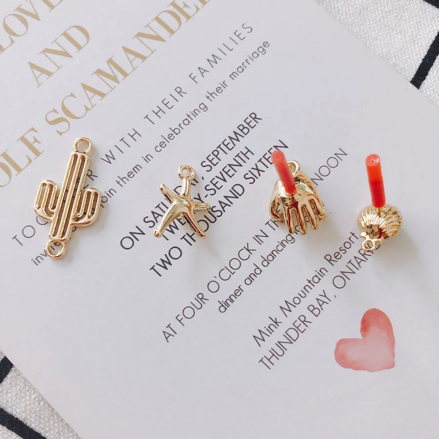 

10pcs Plants Pendants Charms Gold Color Earring Connector Base Star Earring Settings for Diy Jewelry Making Findings Accessories