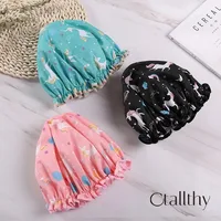Ctallthy Unicorn Pony Lovely Thick Women Shower Caps Colorful Double Layer Bath Shower Hair Cover Adults Waterproof kitchen hats 1