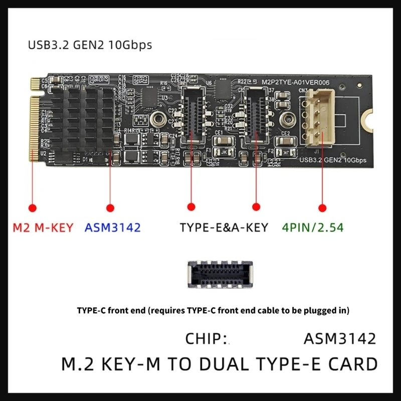 USB 3 버전 2 및 스토리지 시스템용 PCIe 키 M 링크의 10Gbps 2개 콘센트 유형 C 확장 모듈