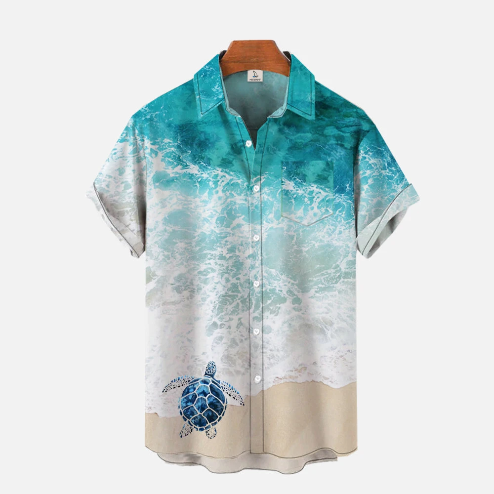 

2023 Summer Seaside City Resort Beach 3D Printed Men's Short Sleeve Shirt Cool New Fashion Men's Wild Style Top Button Up Shirt