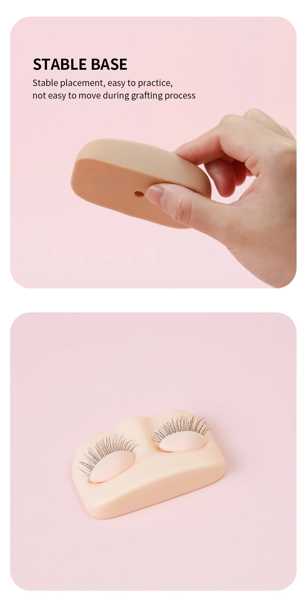 ANNAFRIS Wimpern tragbare Kopfschaufensterpuppe mit abnehmbaren Ersatz-Augenlidern zum Üben der Wimpern, Mini-Flachmodellkopf – Detail 5