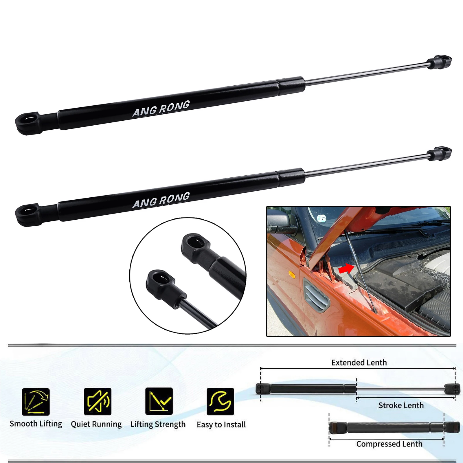 Front bonnet gas struts auto lift hydraulic rods front bonnet hood gas spring struts for Land Rover Range Rover Sport