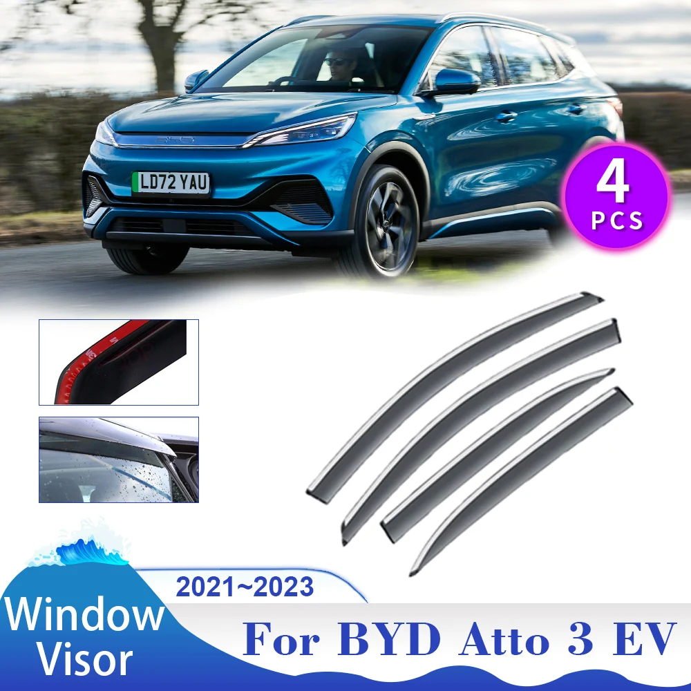 

Window Visor for BYD Atto 3 EV 2021~2023 Car Side Windows Deflector Sun Rain Guards Vent Smoke Covers Awnings Shelter Accessorie