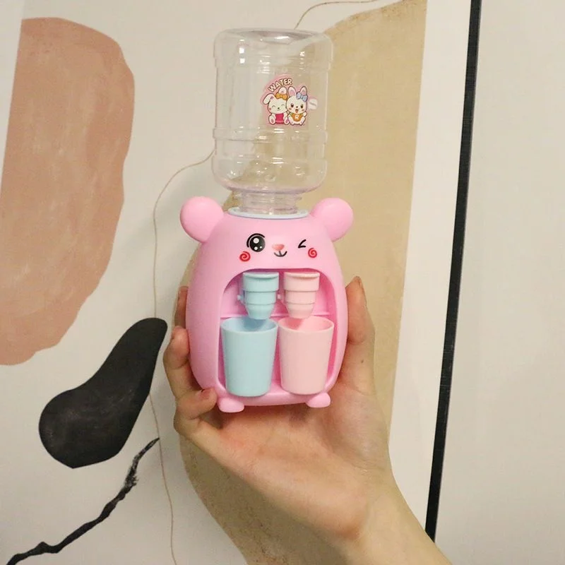 Mini Children Water Dispenser Toy Cute Cartoon Water Juice Milk Drinking Fountain Pretend Play Kitchen Toys for Boys Girls Gift