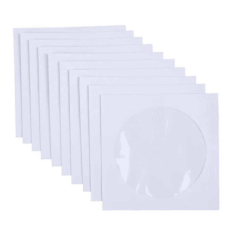 10/50 pz bianco 12.5*12.5CM CD DVD disco maniche di carta buste di stoccaggio trasparente finestra caso Flap bianco piegato sacchetto di carta maniche CD