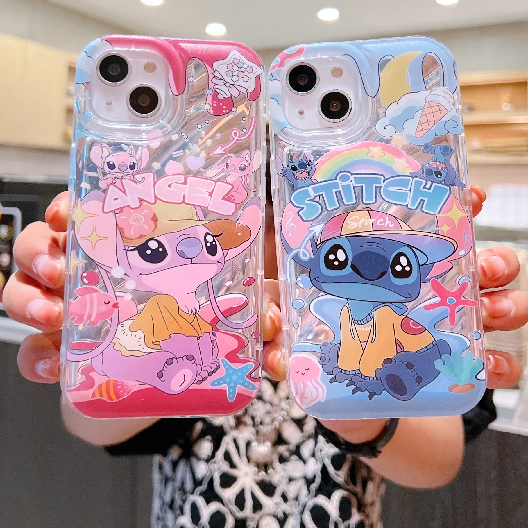 

Lilo & Stitch Soft Shell Drop Resistant Disney Phone Case Cartoon Stitch angle Couple Phone Case for iPhone14 13 12 11 Pro Max
