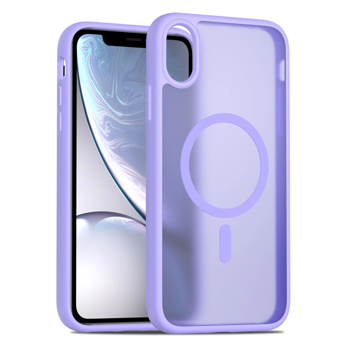 iPhone XR 6.1インチ用マット磁気ケース、MagSafe対応落下防止スリム半透明カバー、iPhone 11用