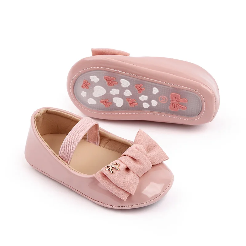 Newborn Baby Girls Shoes Infant PU Leather Big Bow Princess First Walkers Soft Soled Non-slip Footwear Wedding Party Baby Shoes 3