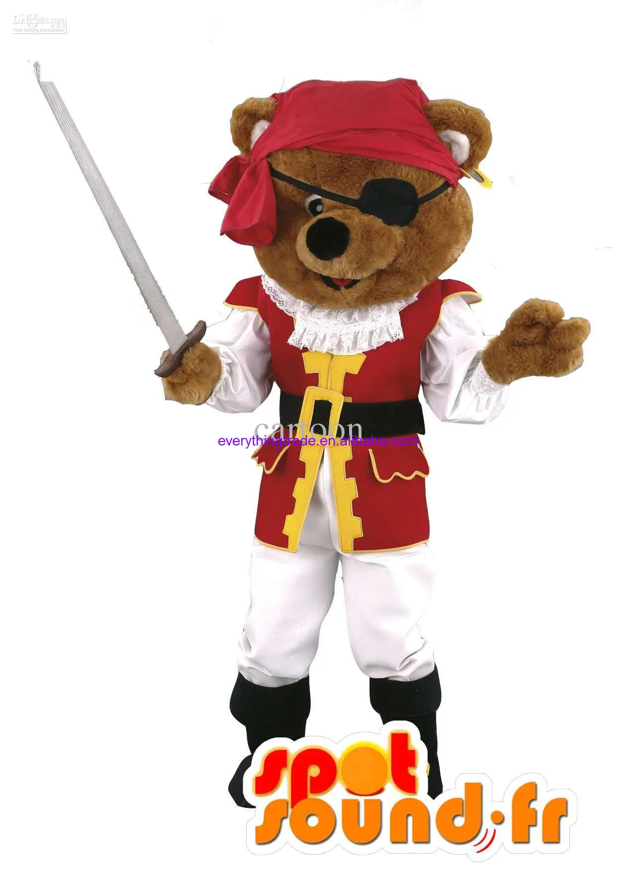 

New Adult Hot Sale Foam Cute customized Pirate Bear Cartoon Mascot Costume Plush Christmas Fancy Dress Halloween Mascot Costume