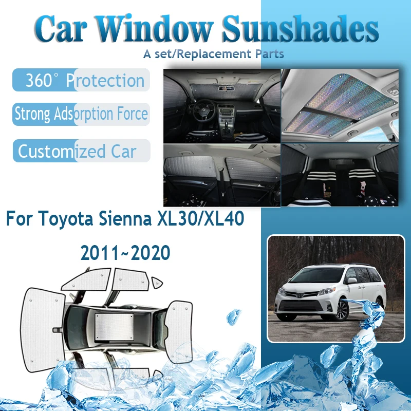 

Car Sunshade Cover Fit For Toyota Sienna XL30 XL40 2011~2020 Sunproof Sunscreen Window Coverage Pads Sun Shades Auto Accessories