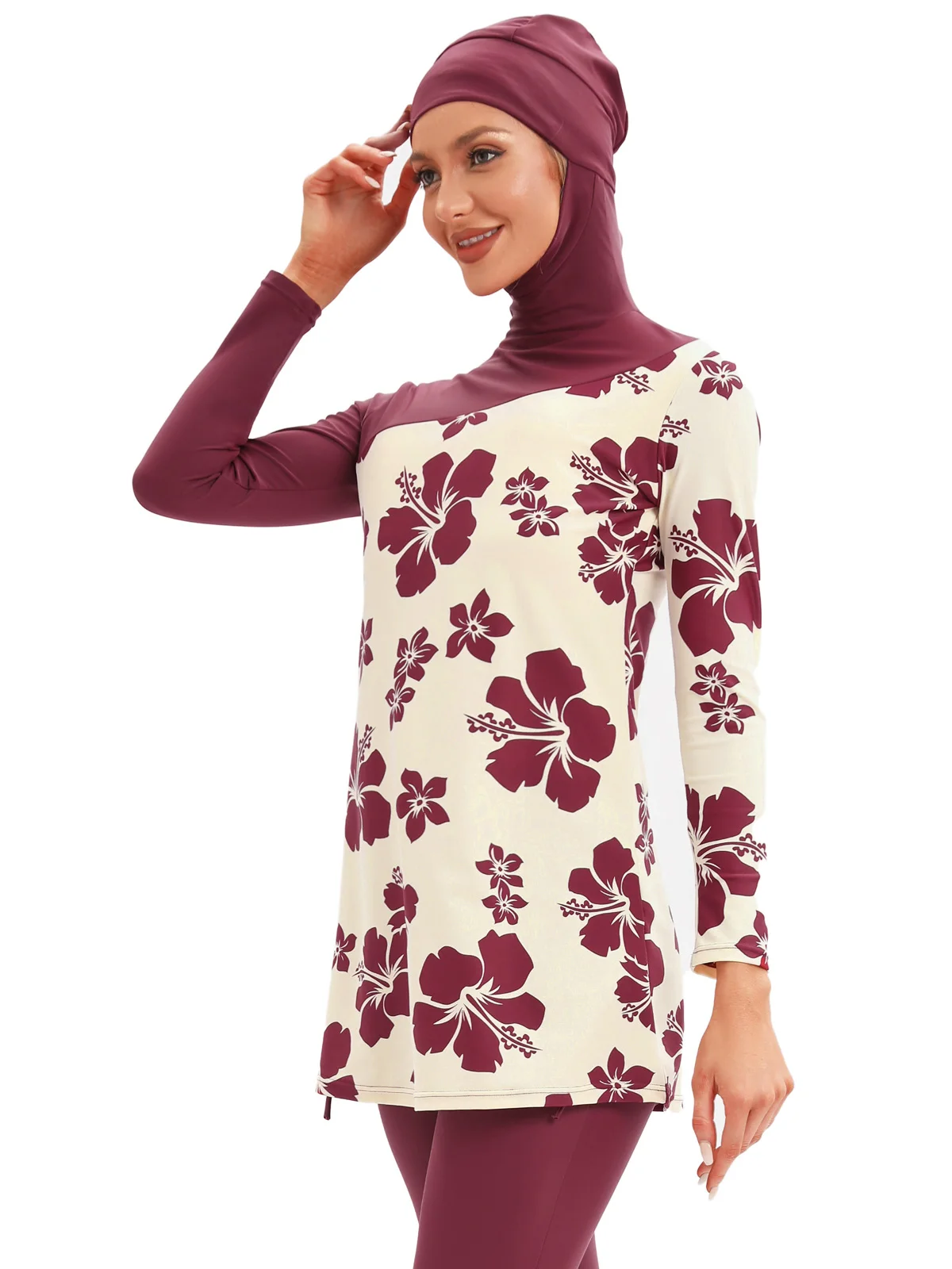 Muslim Swimwears Women Printed Stretch Full Cover Hijab Long Sleeves Sport swimming Togs Lslamic Burkinis Wear Bathing Suit