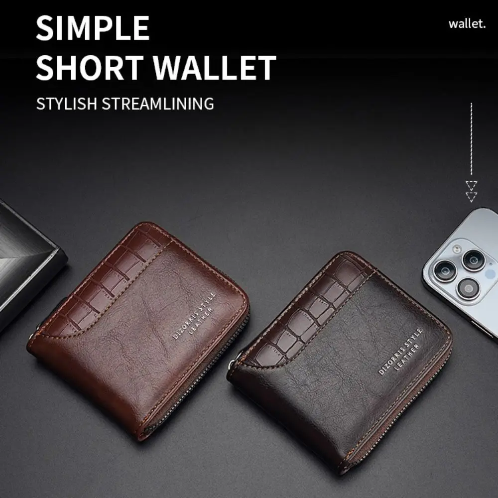 

Короткий Мужской кошелек с защитой от кражи, новый кошелек с несколькими отделениями для денег, мини-кошелек для монет, портативный держатель для карт из искусственной кожи