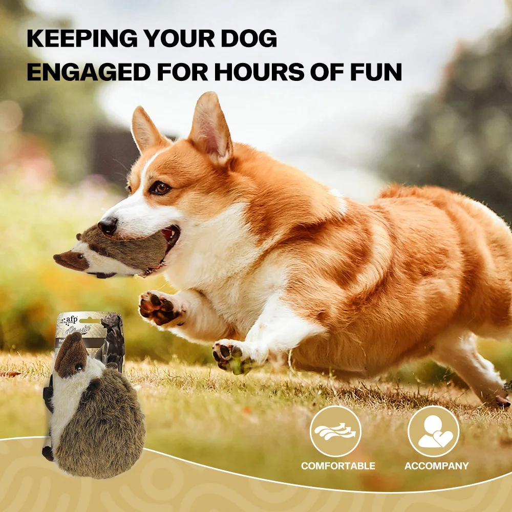 All For Paws Hedgehog Dog Toy Squeaker Faux Fur Animal Dog Toys Realistic Wildlife Appearance Stimulates Dog Accessories 4