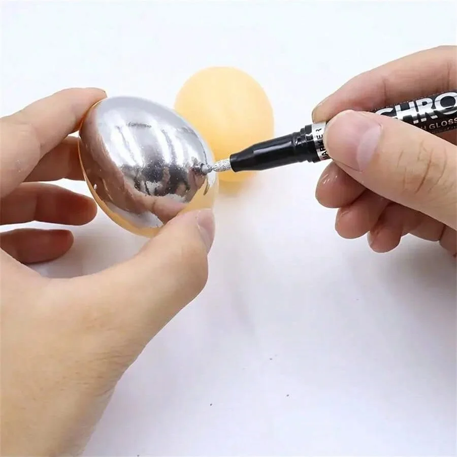 2팩 액체 거울 마커 - 크롬 골드 및 실버 반사 페인트, DIY 자동차 모델링, 미술 공예, 돌 등에 적합