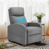JHK Recliner Chair Massage Sofa Fabric Theater Lumbar Support Adjustable Modern Padded Seat Backrest Living Room Home Grey 1