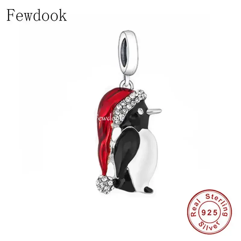 Fit Original Charm Bracelet 925 Sterling Silver Penguin Mum Dad and Baby Heart Dangle Bead For Making Women Family Berloque New 4