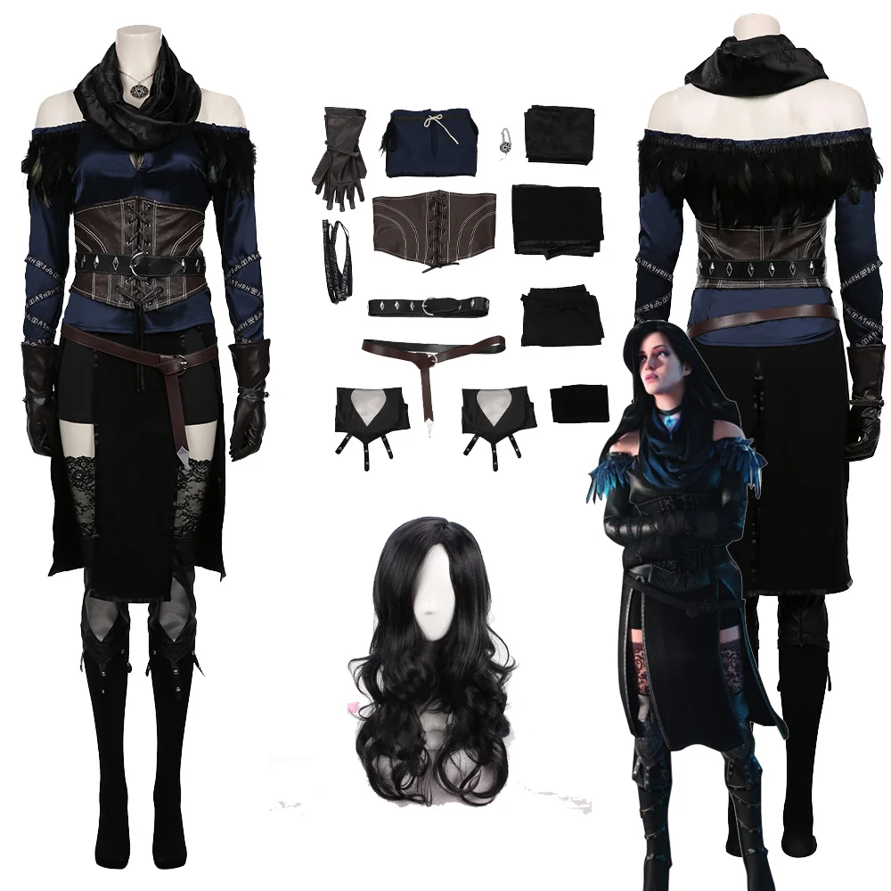

Yennefer Cosplay Costume Top Skirt Wigs Full Set Outfits Halloween Carnival Roleplay Suit