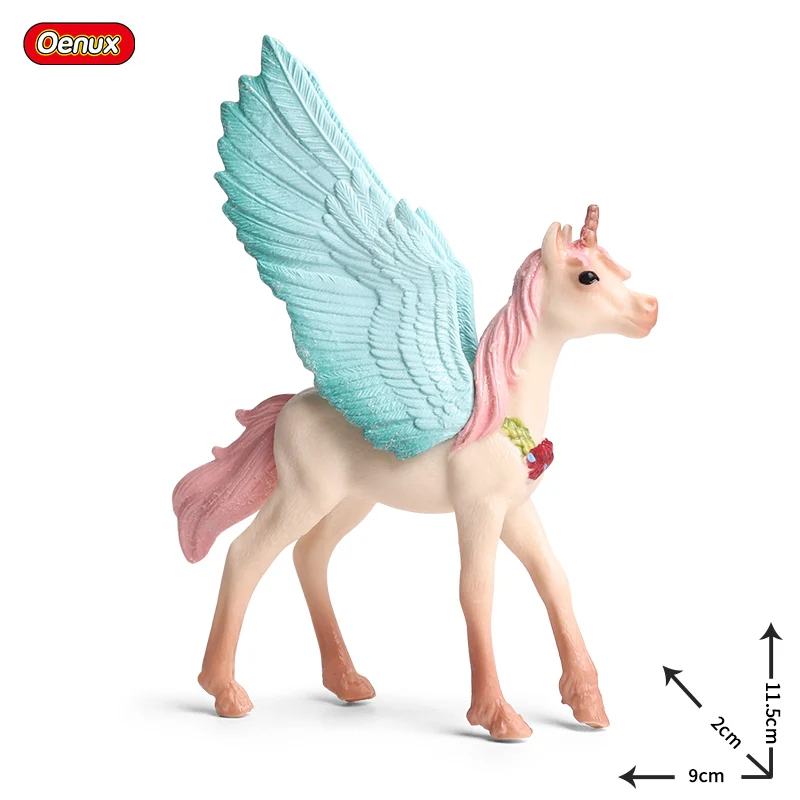 Oenux Lovely Mythical Elves Fairy Tale Animals Model Action Figures Original Elf Fly Horse Figurines PVC Collection Toy For Kids
