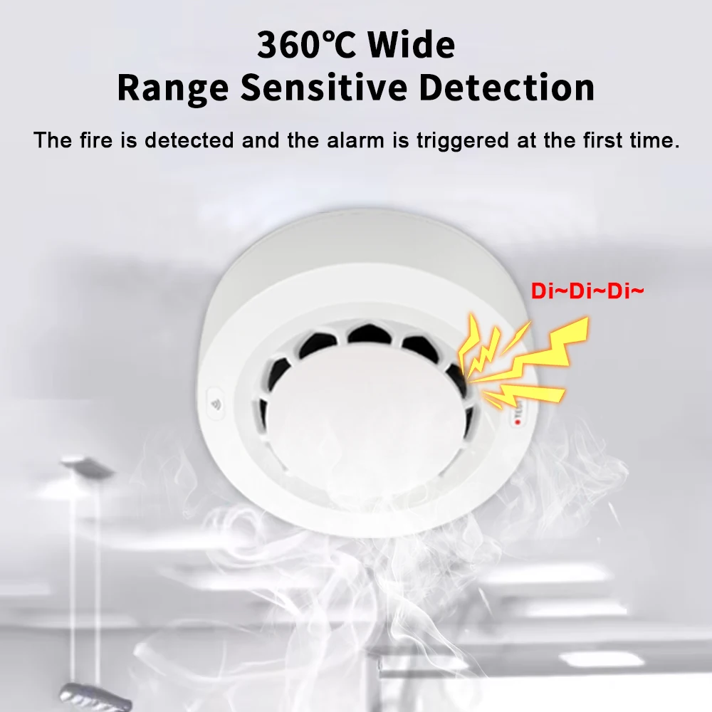 WiFi Smoke Sensor Tuya Smoke Detector Photoelectric Sensor Fire Alarm Home Kitchen Security System Work With Smart Life APP - 4