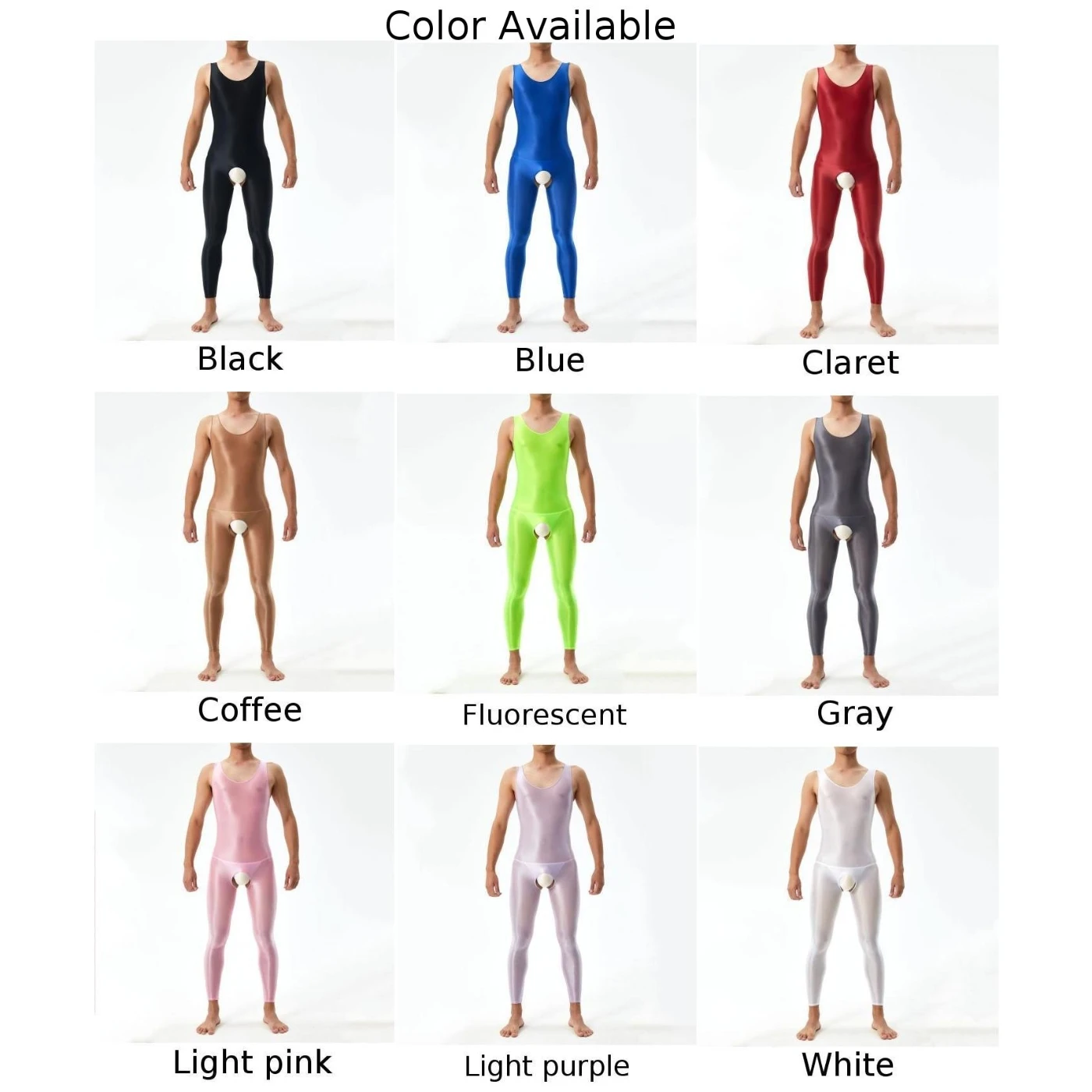 Men Crotchless Bodysuit Erotic Underwear Sexy Glossy Oil Shiny Jumpsuit Sleeveless FullBody Stockings Elastic Seductive Lingerie