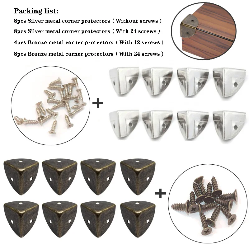 Antique style metal decorative corner bracket stainless steel angle bracket angle bracket angle connector angled furniture hardware furniture hardware furniture corner protector decorative corner cover decorated with antique silver style metal box wine corner protector jewelry 4/8pcs