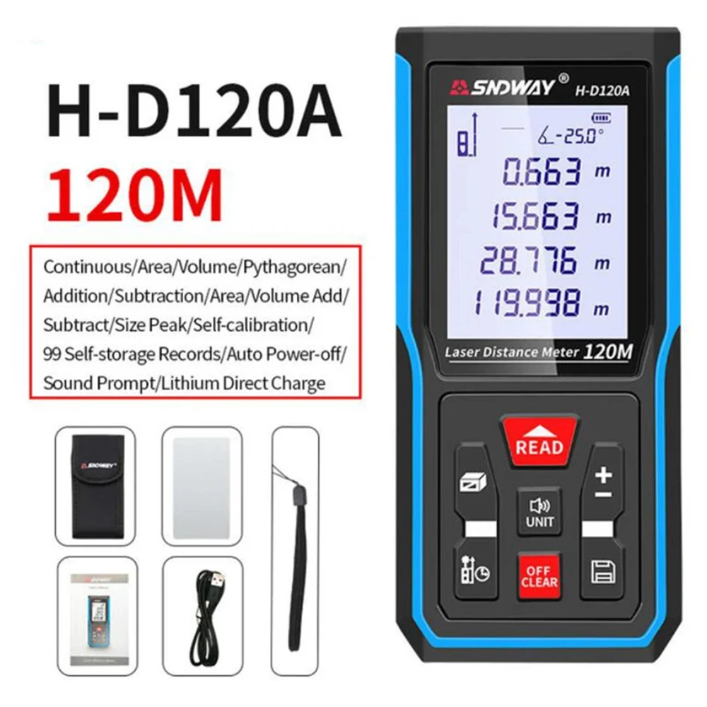SNDWAY Laser Distance Meter Digital Rangefinder Laser Measure Tool Professional Range Finder Meter Telemeter