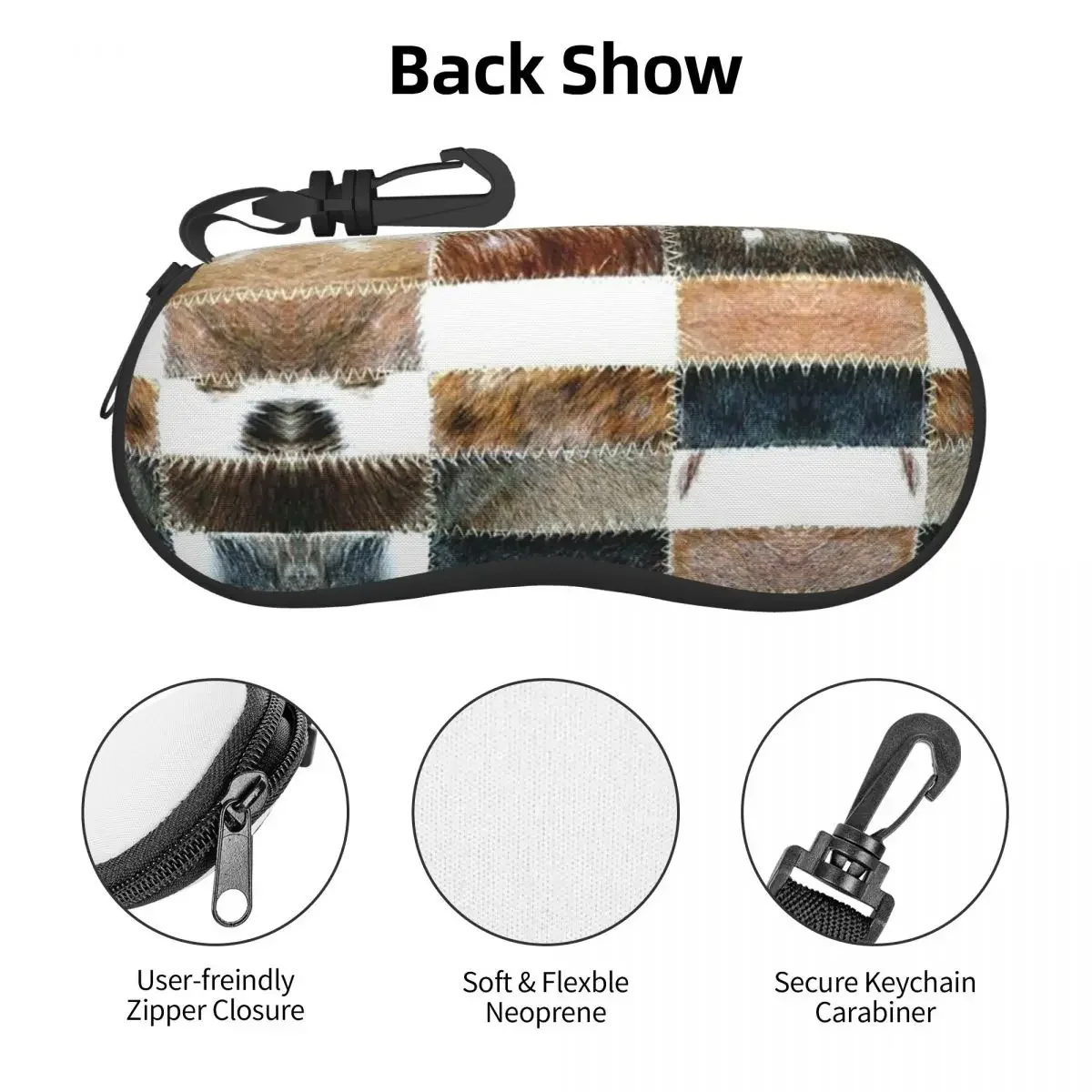 Cowhide Patchwork Texture Print Shell Glasses Case Fashion Animal Fur Leather Eyeglasses Case Sunglasses Protector Box