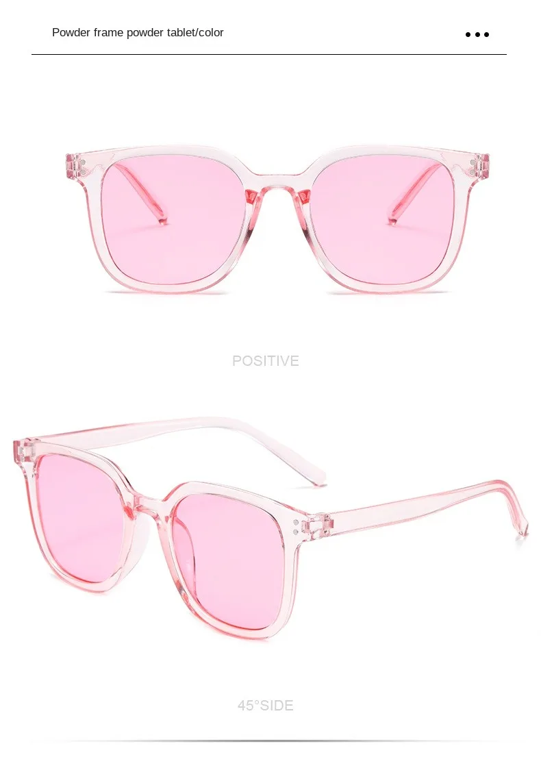 Rosa Puder-Rouge-Brille Damen Mode Koreanische Übergroße Verlaufsgläser Schwarzer Rahmen Rosa Vintage Trend Eckige Sonnenbrille – Detail 12