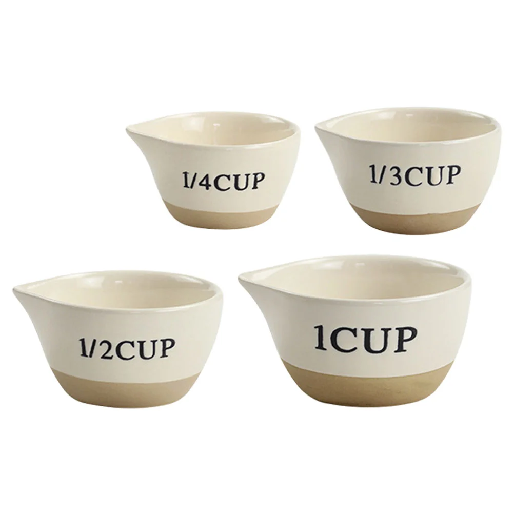 

Creative Co-Op Ceramic Measuring Bowls Baking Diy Bowls Adorable Scale Cups Dessert Bowls Stackable Measuring Cup Set Kitchen