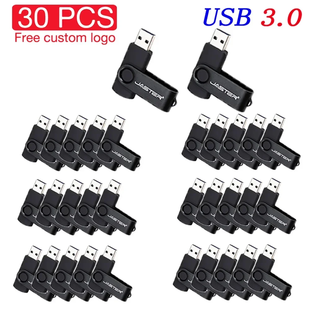 Jaster-usb 3.0 Flash Drive Logotipo Personalizado Gratuito Memory Stick Pendrive Preto Alta Velocidade Usb 3.0 32gb 16gb 8gb 64gb 128gb 30 Unidades por Lote
