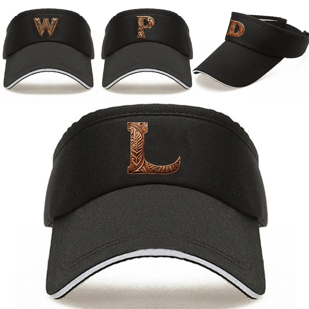 

New Wood Art Letter Printing Pattern Fashion and Simplicity Sports Tennis Golf Running Sunscreen Cap Empty Top UV-proof Sun Hats